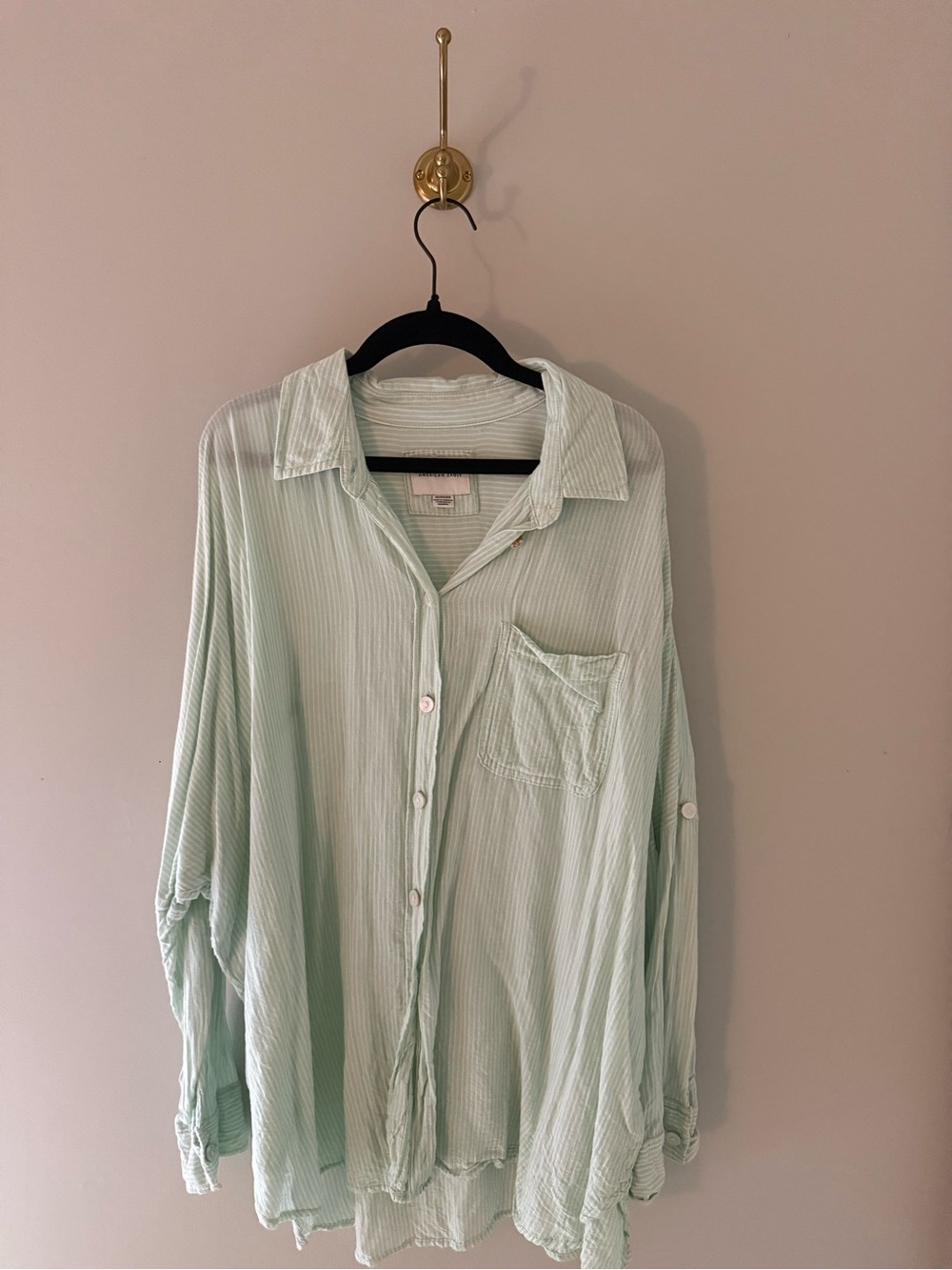 American Eagle Outfitters Light Mint Green Button-Down Shirt